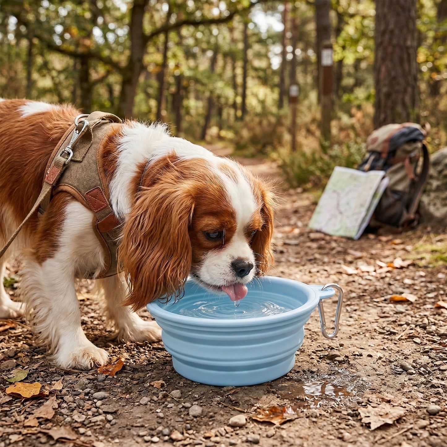 Collapsible Dog Travel Bowl with Carabiner Portable Silicone Pet Water and Food Bowl 12 oz