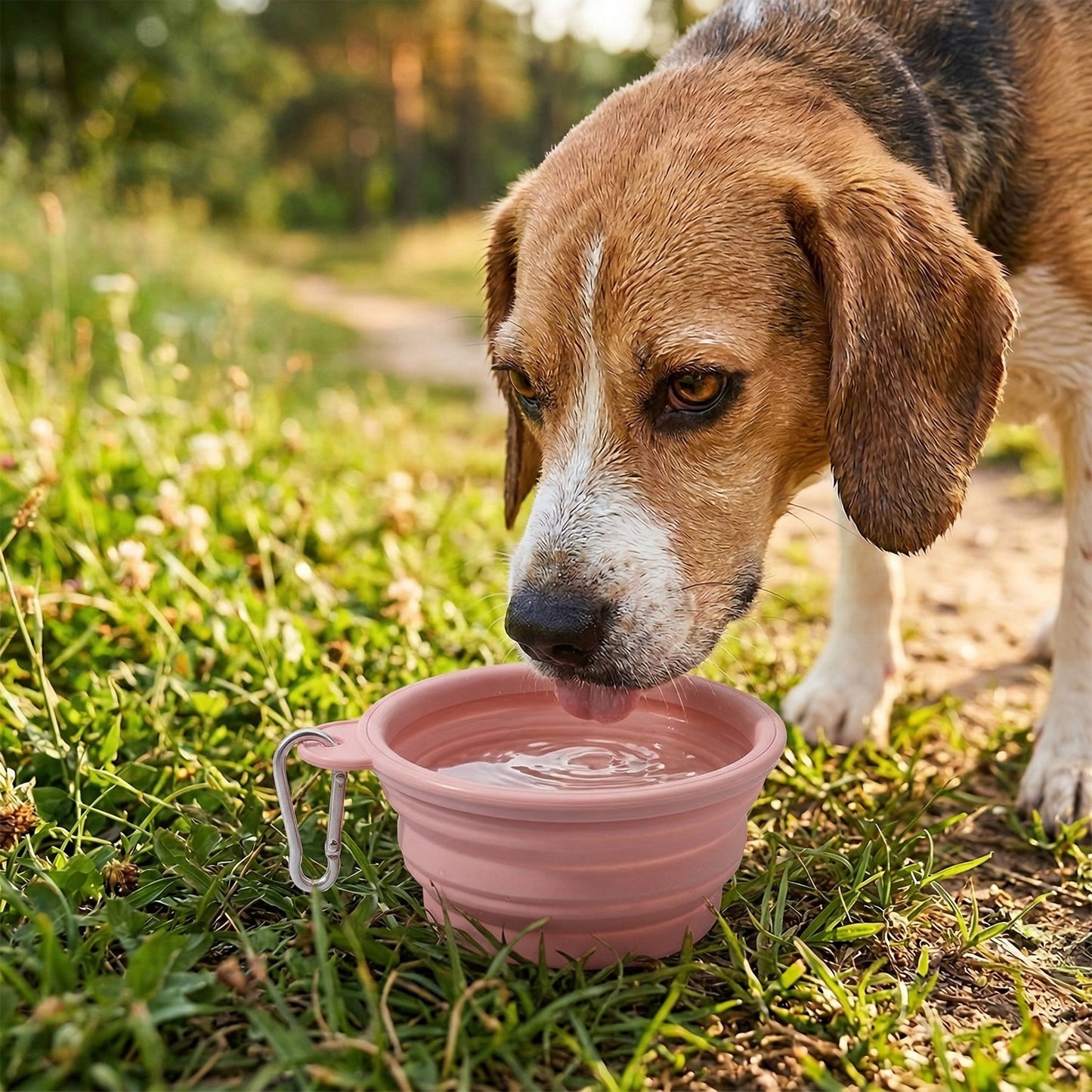 Collapsible Dog Travel Bowl with Carabiner Portable Silicone Pet Water and Food Bowl 12 oz