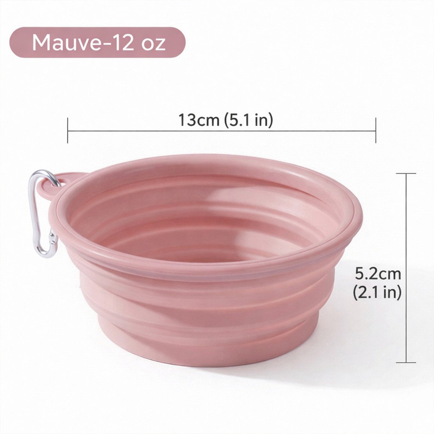 Collapsible Dog Travel Bowl with Carabiner Portable Silicone Pet Water and Food Bowl 12 oz