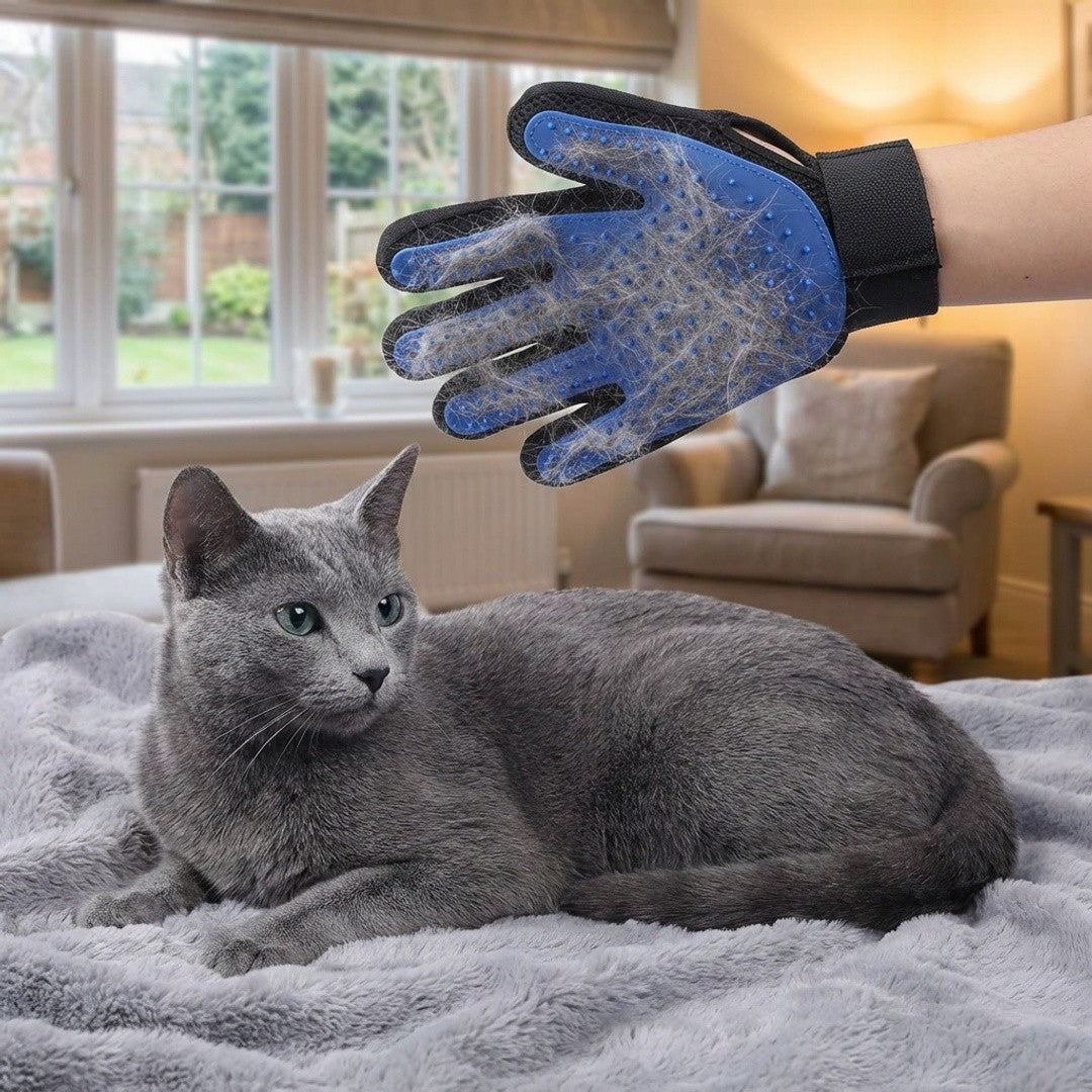 Dual Sided Pet Grooming Glove Cat Dog Deshedding Brush Bath Glove Hair Remover