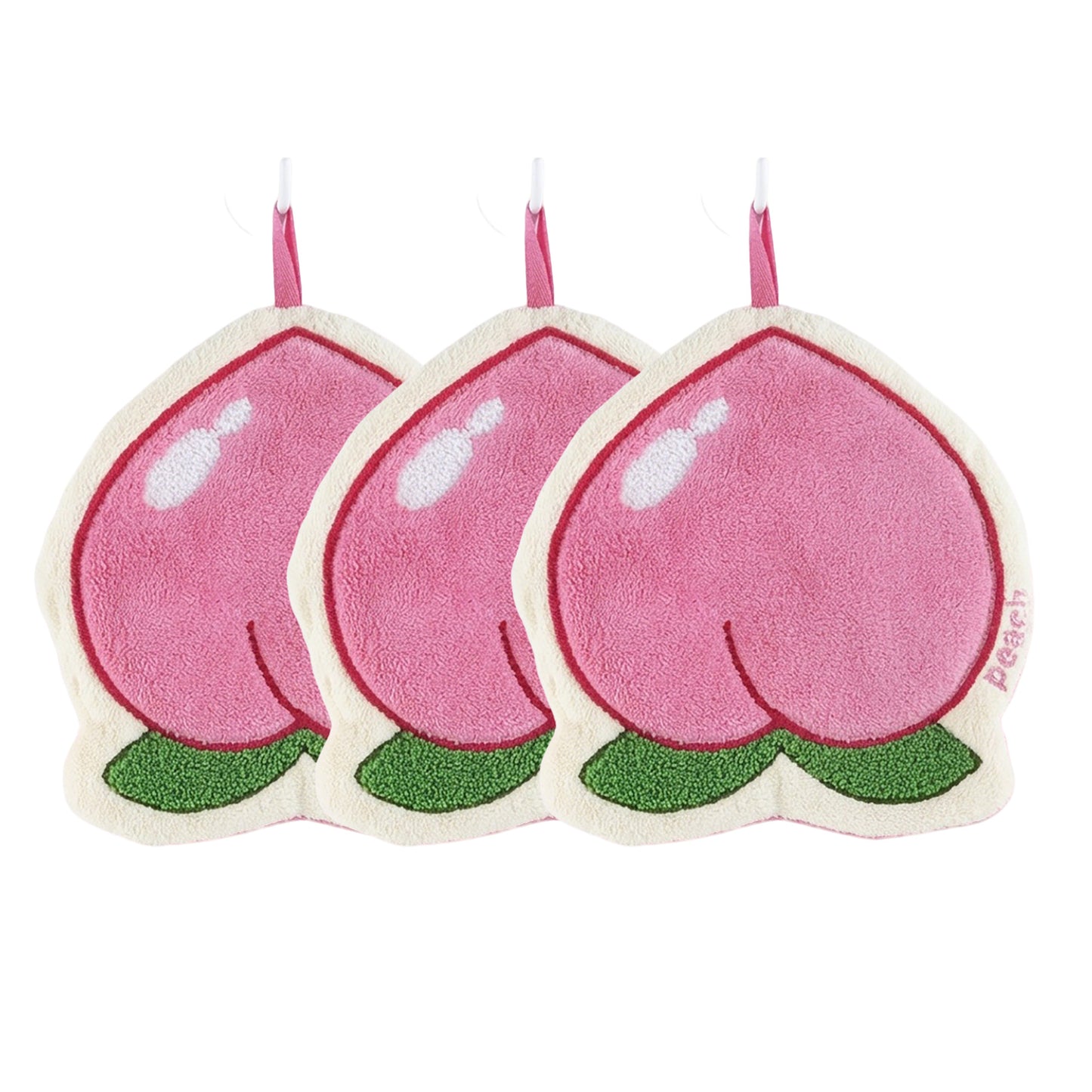 3 Pack Hanging Hand Towels Cute Fruit Shape Kitchen Bathroom Quick Dry Decorative Cleaning Towels