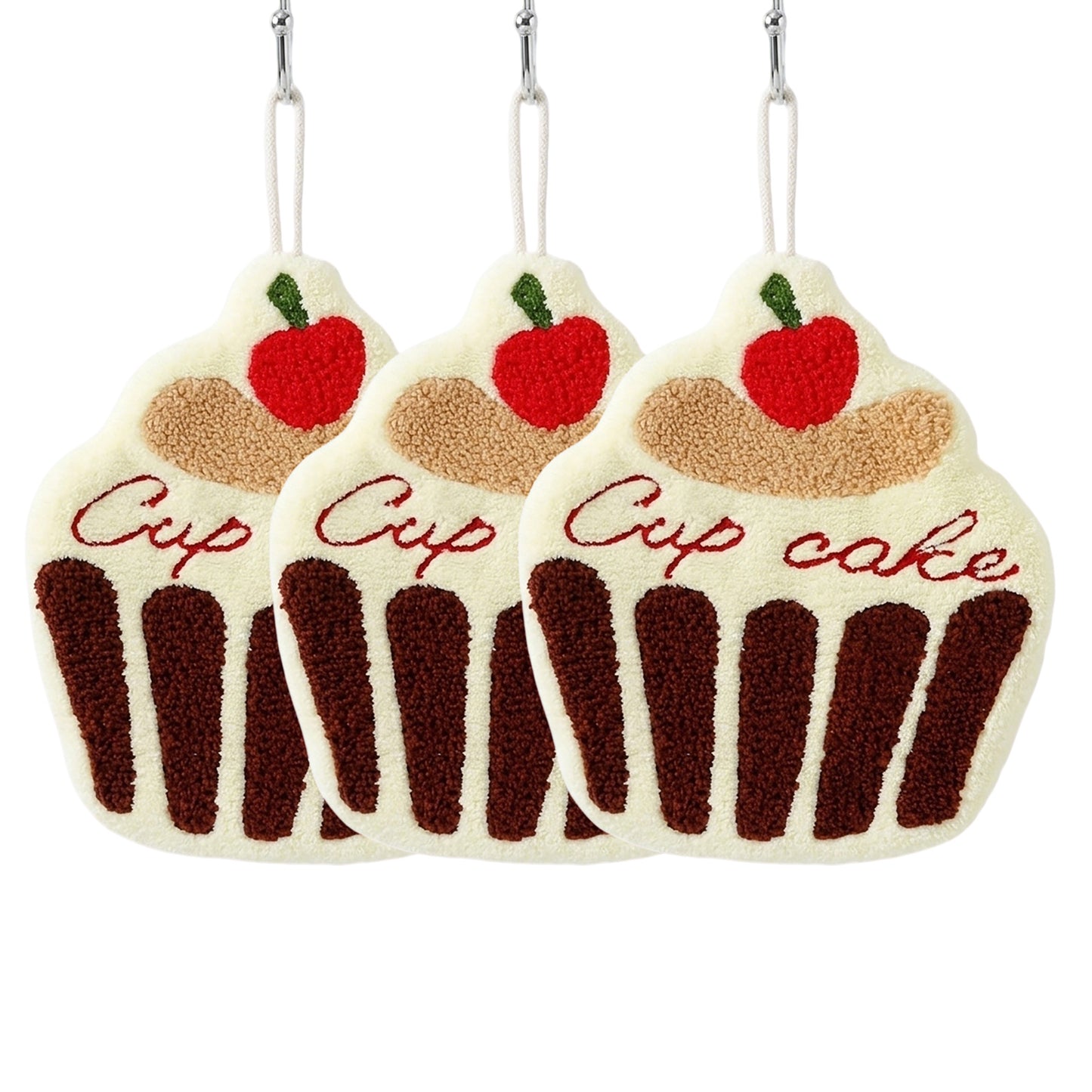 3 Pack Hanging Hand Towels Cute Cake Design Soft Absorbent Kitchen Bathroom Hand Towels