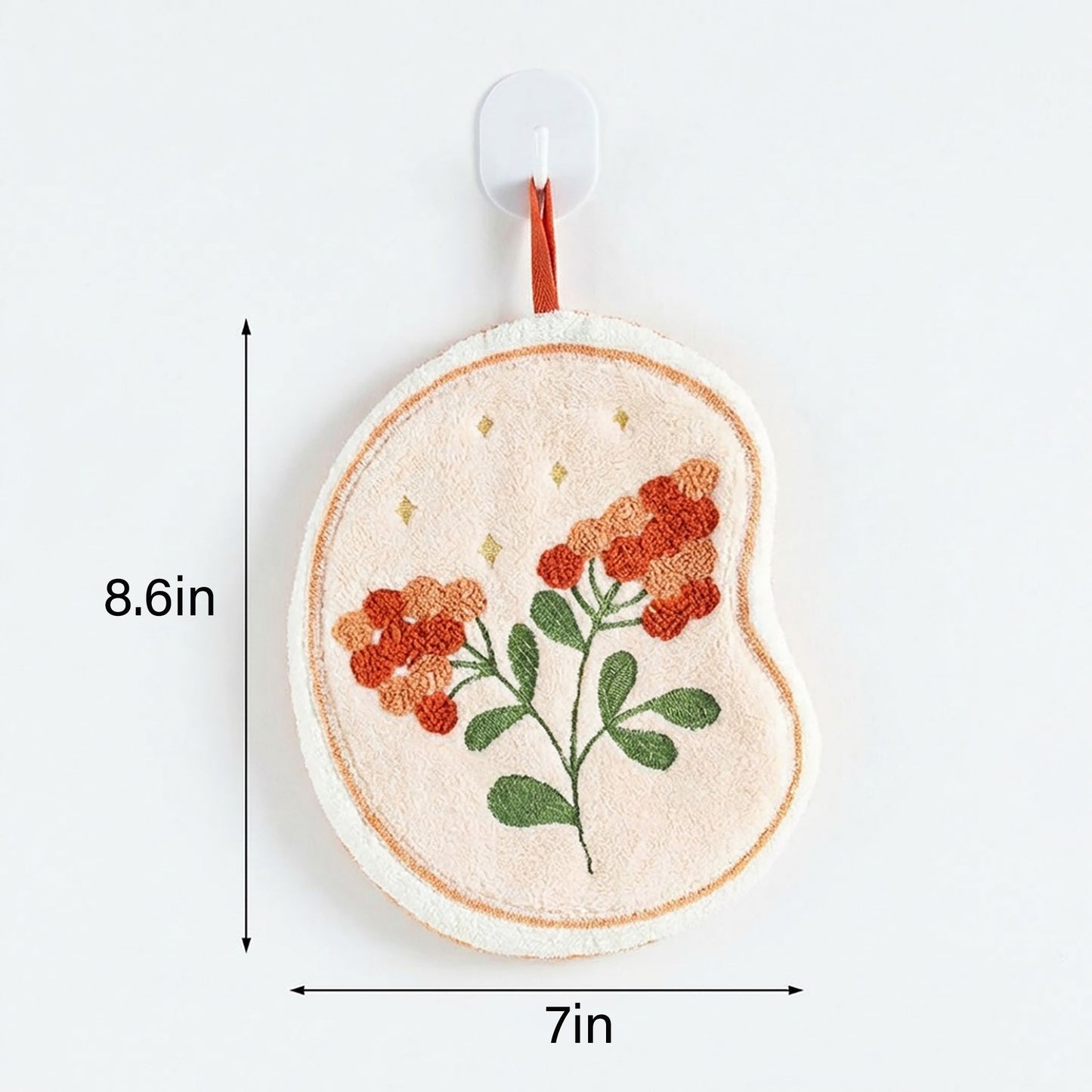 2 Pack Coral Fleece Hanging Hand Towels Floral Design Soft Kitchen Bathroom Hand Towels