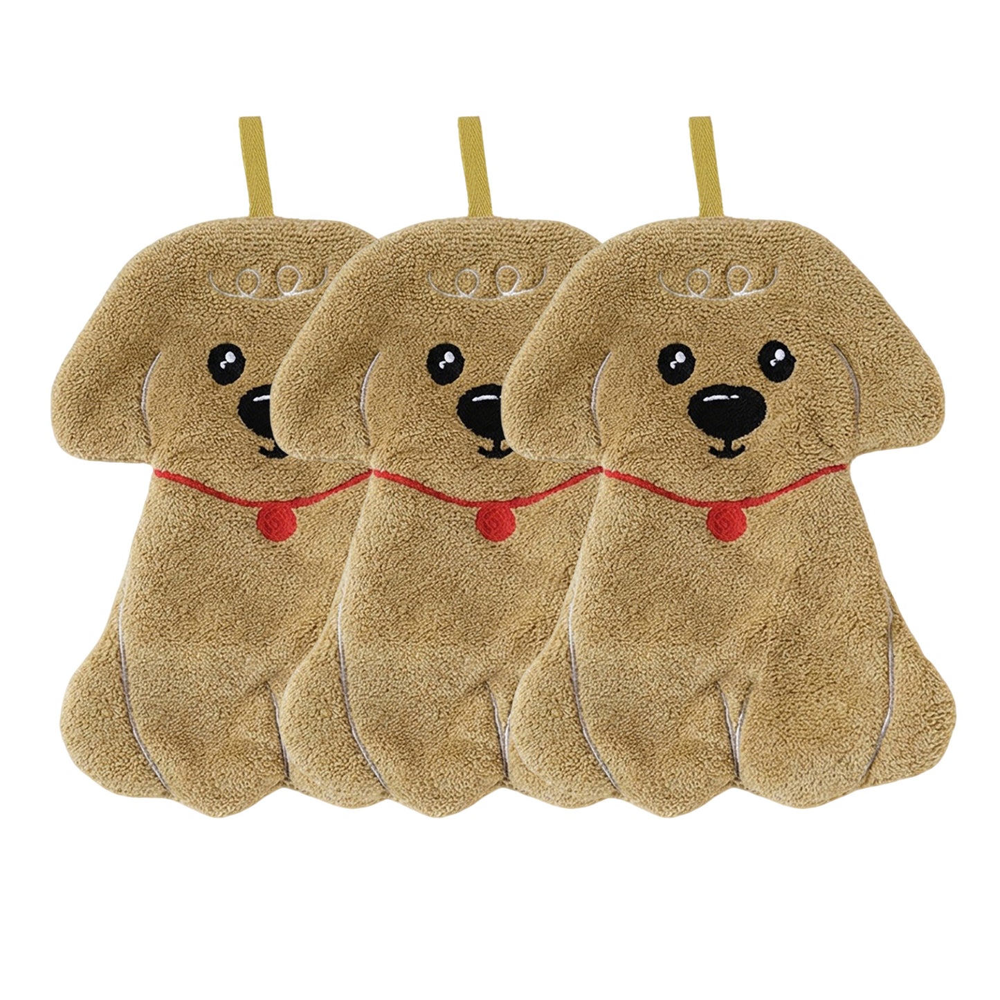 3 Pack Coral Fleece Hanging Hand Towels Soft Absorbent Kitchen Bathroom Hand Towels