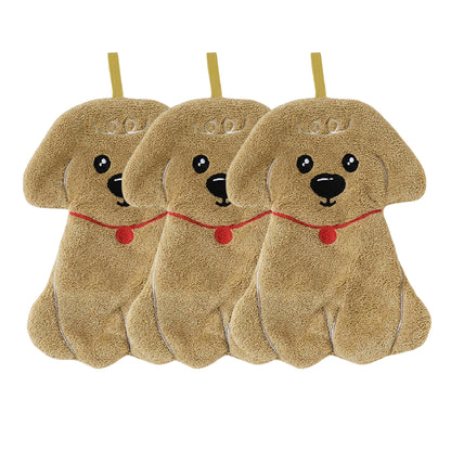 3 Pack Coral Fleece Hanging Hand Towels Soft Absorbent Kitchen Bathroom Hand Towels