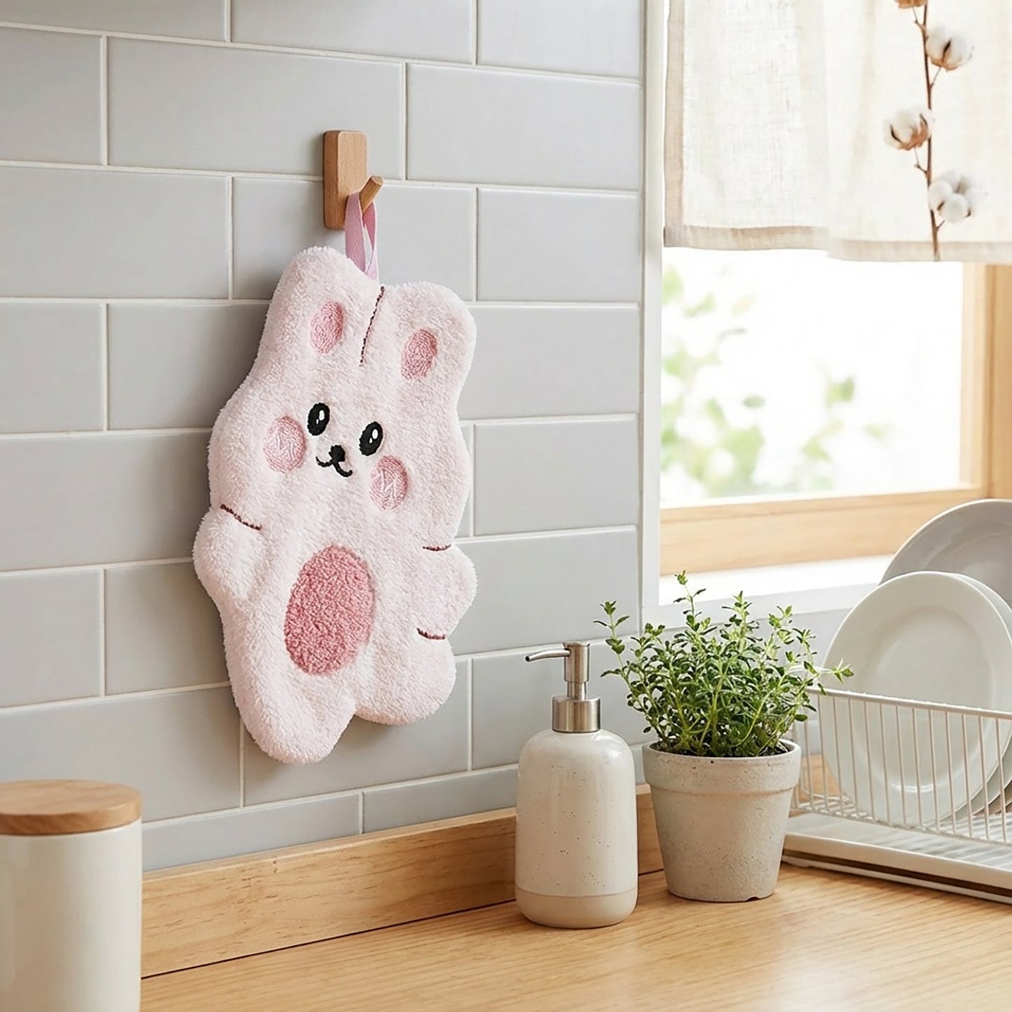 3 Pack Coral Fleece Hanging Hand Towels Soft Absorbent Kitchen Bathroom Hand Towels