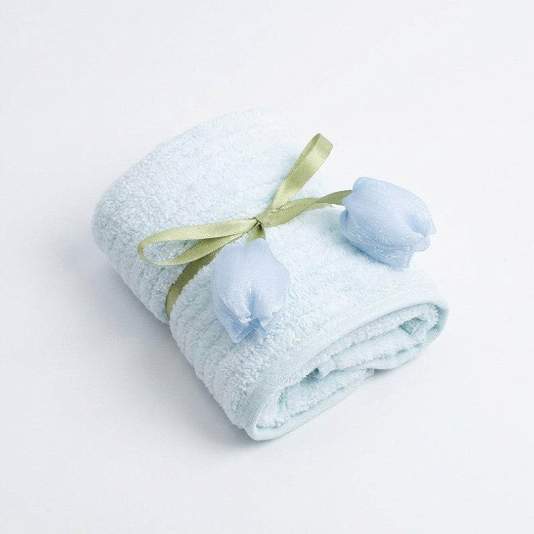 Gift Ready Washcloth 13.8 Inch Soft Cotton Face Towel Decorative Folded Design