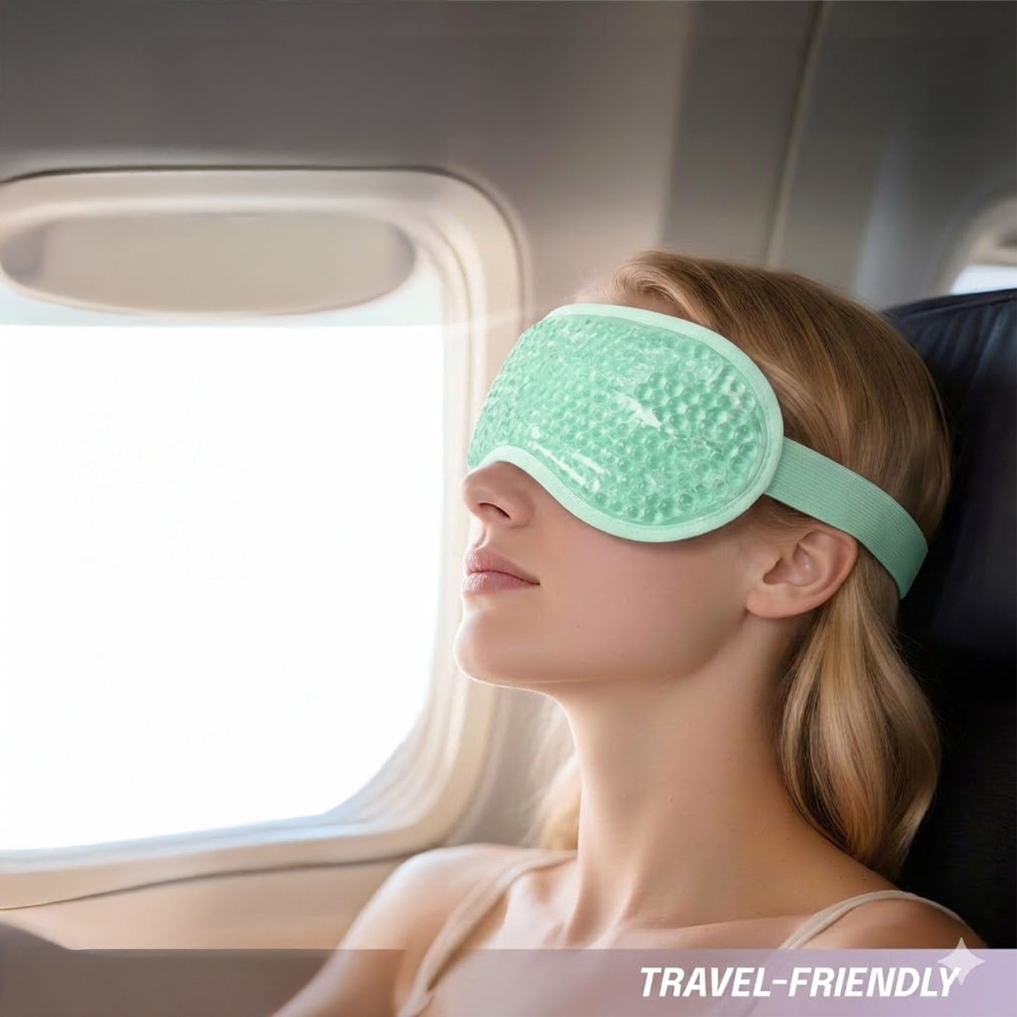 Reusable Gel Bead Eye Mask Hot and Cold Compress PVC Eye Cover with Adjustable Strap