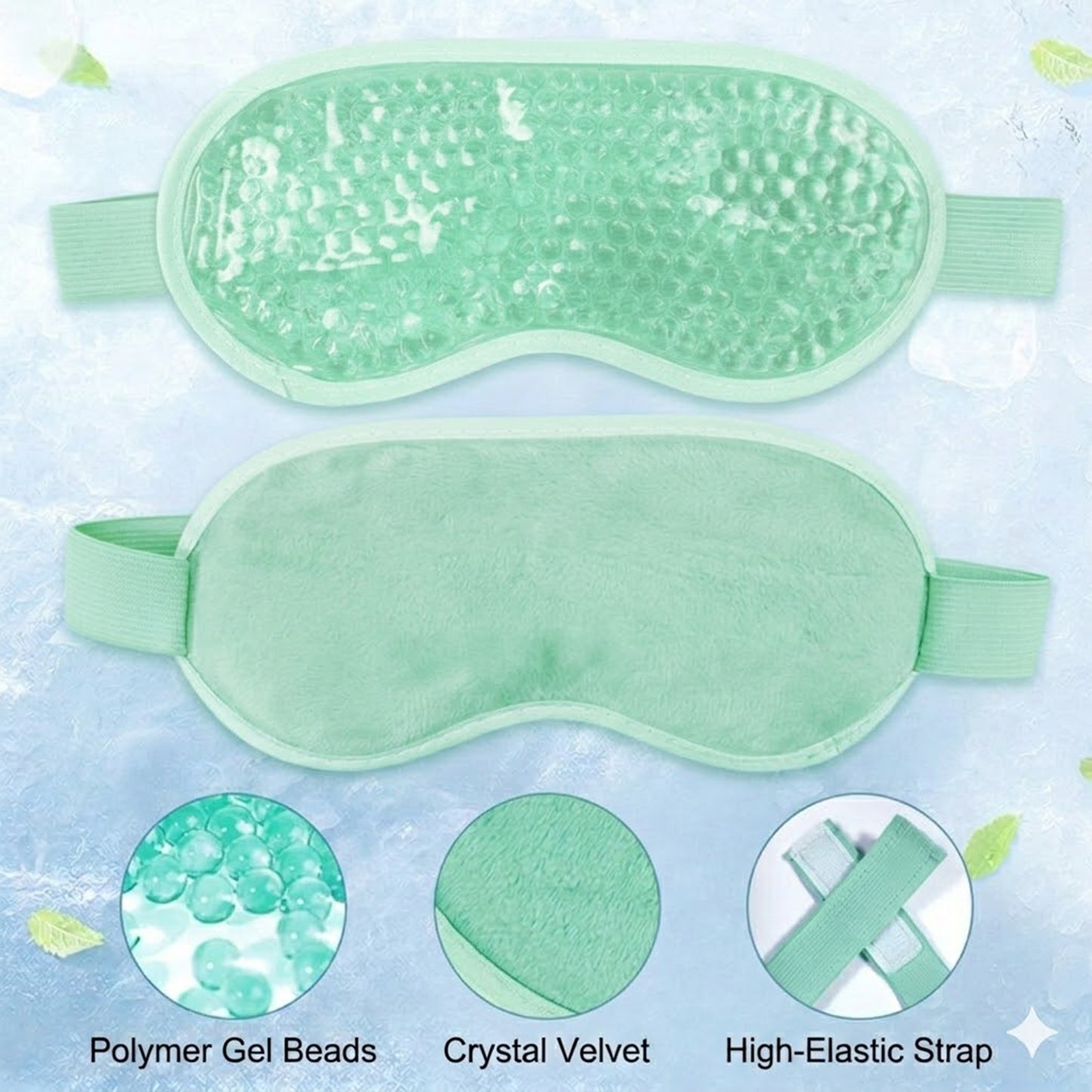 Reusable Gel Bead Eye Mask Hot and Cold Compress PVC Eye Cover with Adjustable Strap