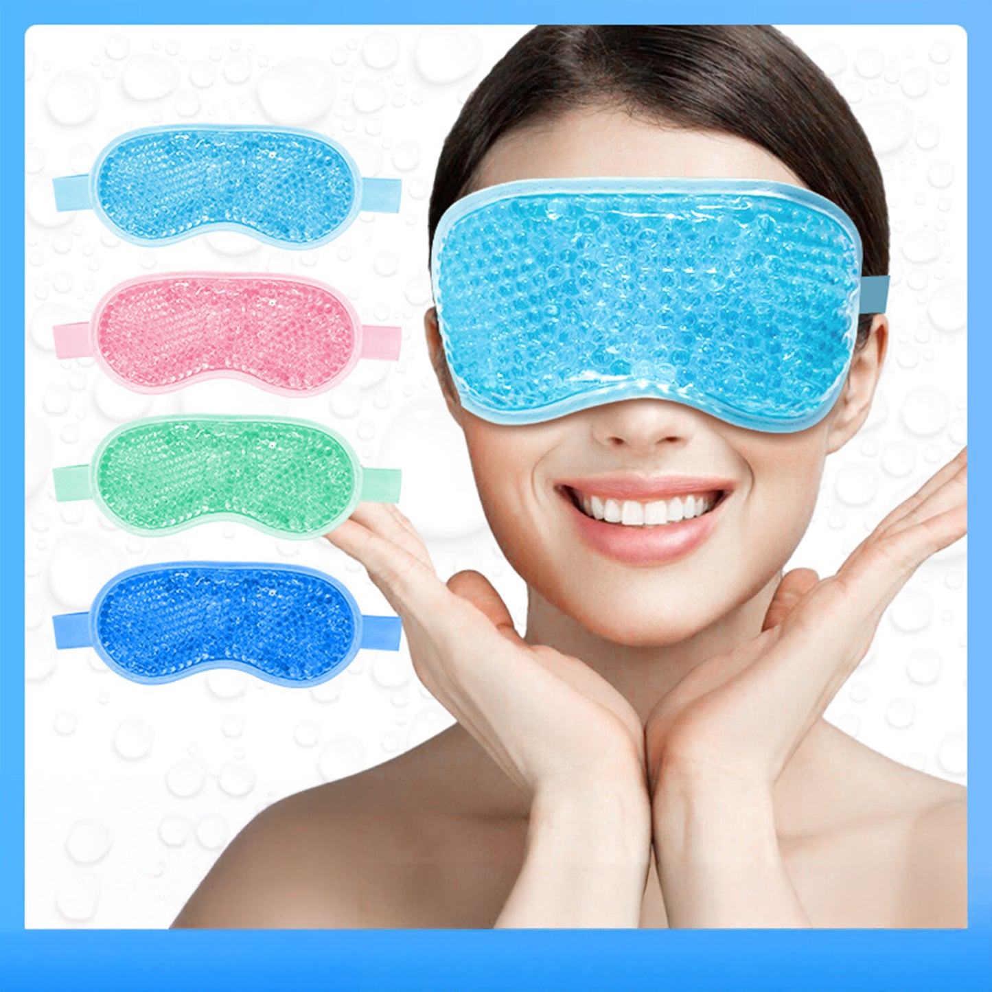 Reusable Gel Bead Eye Mask Hot and Cold Compress PVC Eye Cover with Adjustable Strap
