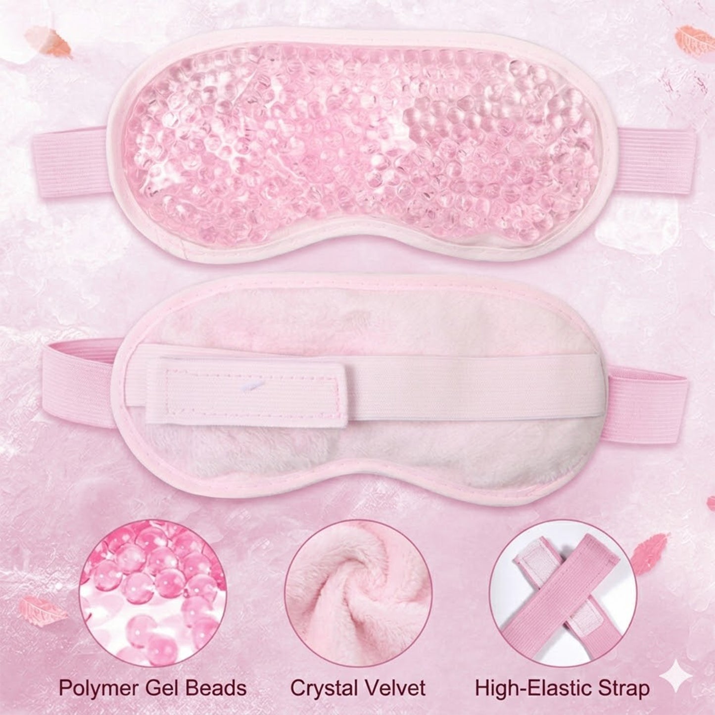 Reusable Gel Bead Eye Mask Hot and Cold Compress PVC Eye Cover with Adjustable Strap