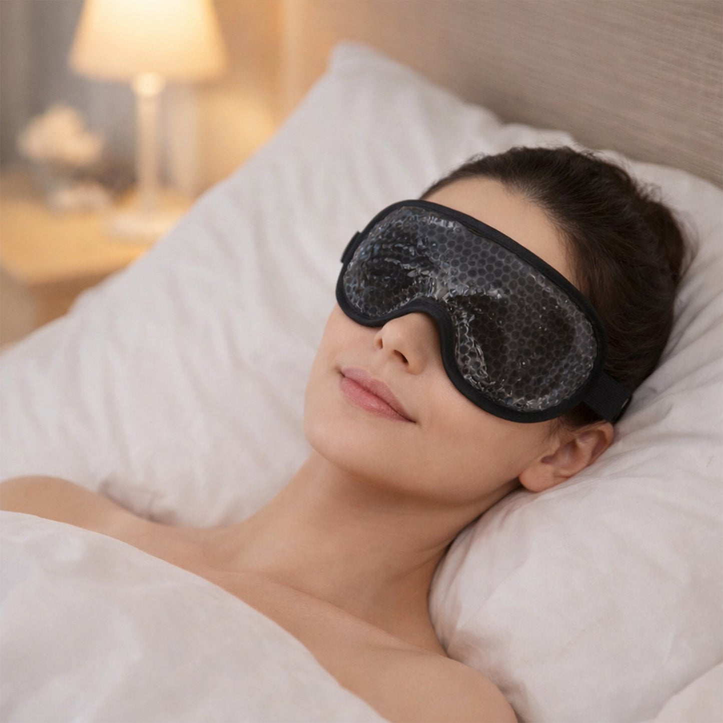 Reusable Gel Bead Eye Mask Hot and Cold Compress with PVC Exterior Adjustable Strap Design