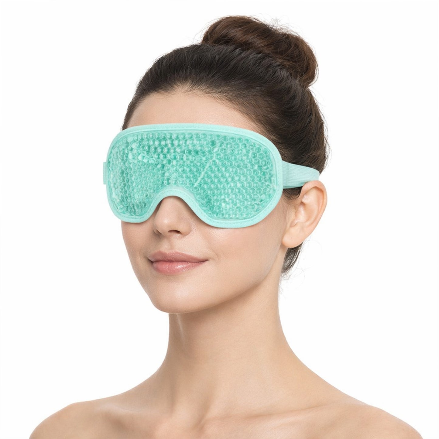 Reusable Gel Bead Eye Mask Hot and Cold Compress with PVC Exterior Adjustable Strap Design