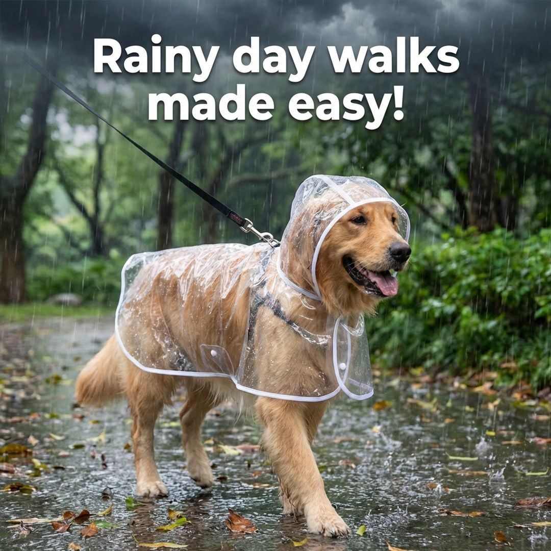 Clear Dog Raincoat Hooded Waterproof Pet Rain Jacket with Leash Hole for Small Medium Dogs