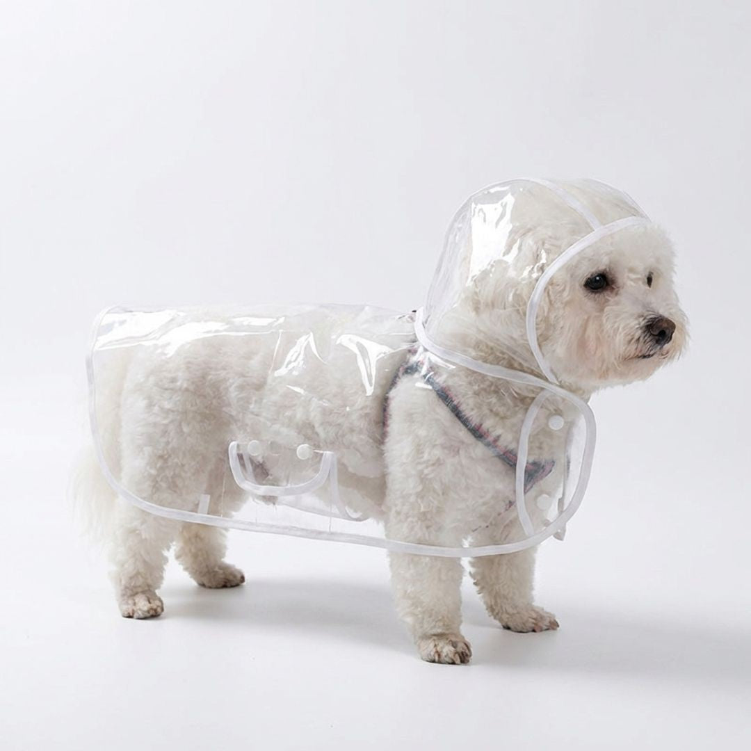 Clear Dog Raincoat Hooded Waterproof Pet Rain Jacket with Leash Hole for Small Medium Dogs