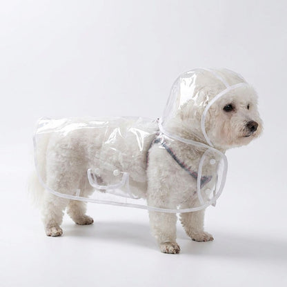Clear Dog Raincoat Hooded Waterproof Pet Rain Jacket with Leash Hole for Small Medium Dogs