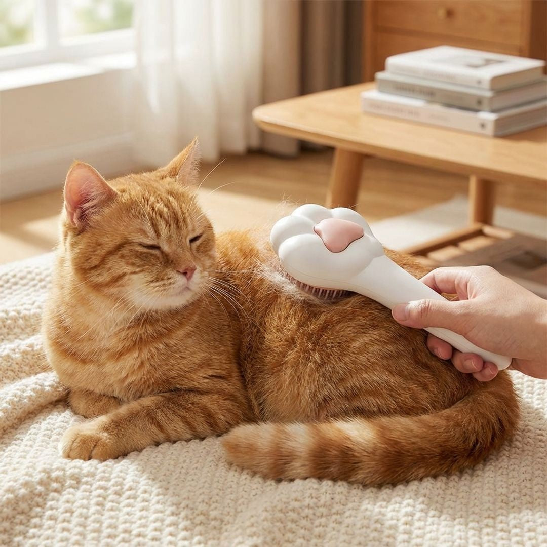 Cat Grooming Brush Deshedding Pet Brush with Stainless Steel Pins Cute Paw Design for Cats Dogs