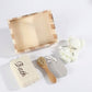 Spa Bath Set with Wooden Tray Body Brush Pumice Stone Soft Towel and Bath Sponge
