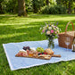 Gingham Picnic Blanket Outdoor Picnic Mat with Lace Trim for Park Beach Camping