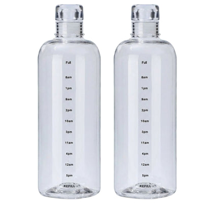 2 Pack Clear Water Bottle Reusable Plastic Drinking Bottle Leakproof Wide Mouth Hydration Bottle