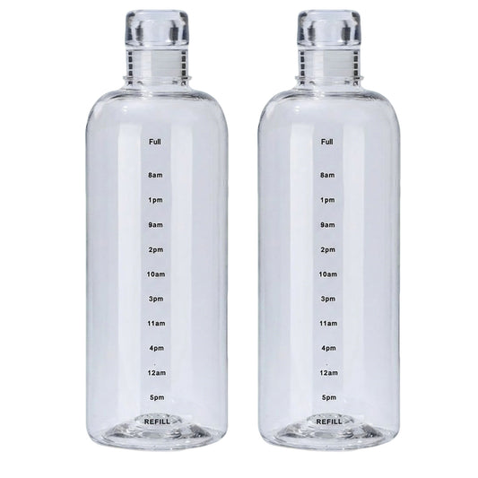 2 Pack Clear Water Bottle Reusable Plastic Drinking Bottle Leakproof Wide Mouth Hydration Bottle