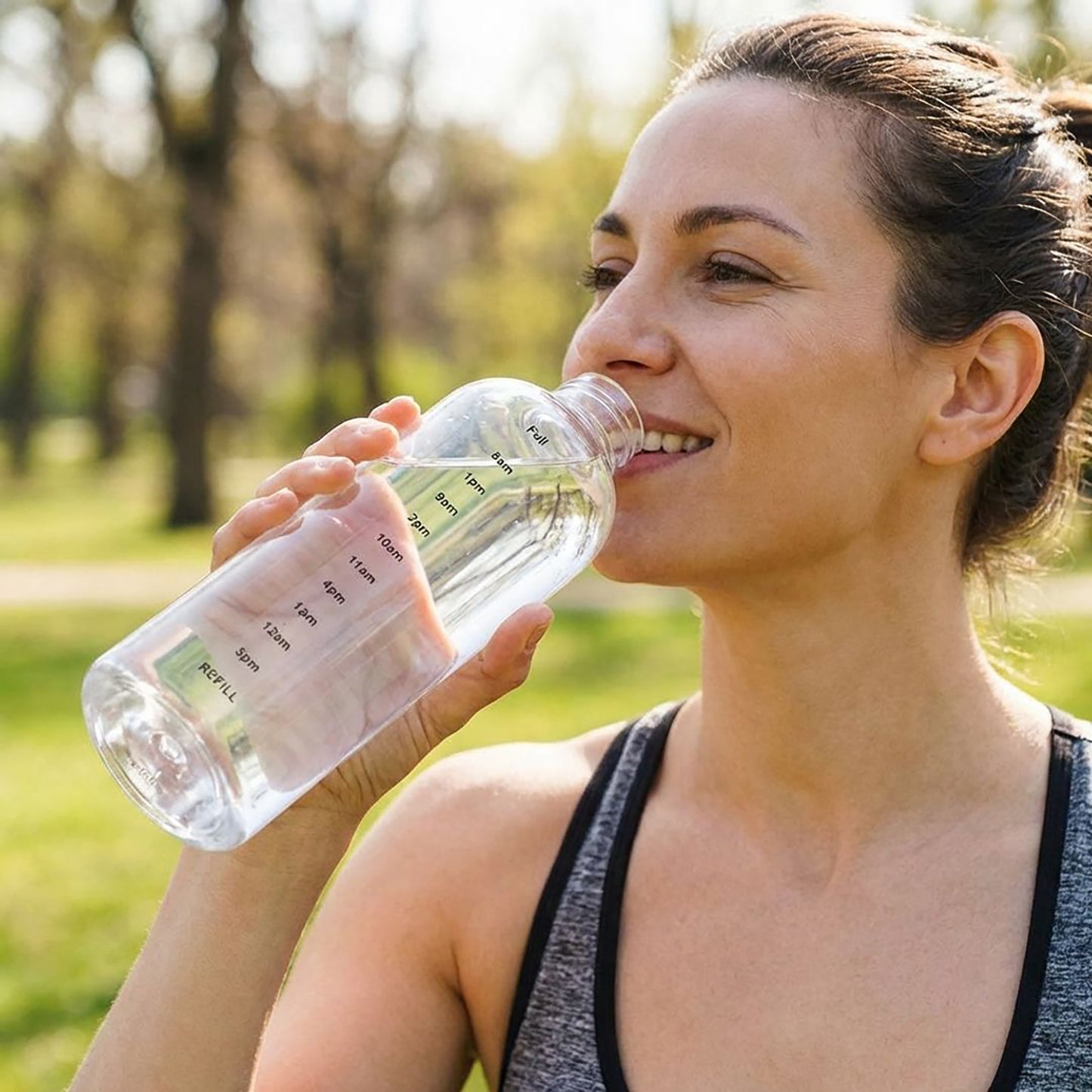 2 Pack Clear Water Bottle Reusable Plastic Drinking Bottle Leakproof Wide Mouth Hydration Bottle