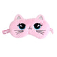 Plush Cat Face Sleep Mask Soft Faux Fur Eye Cover with Embroidered Design Elastic Satin Strap