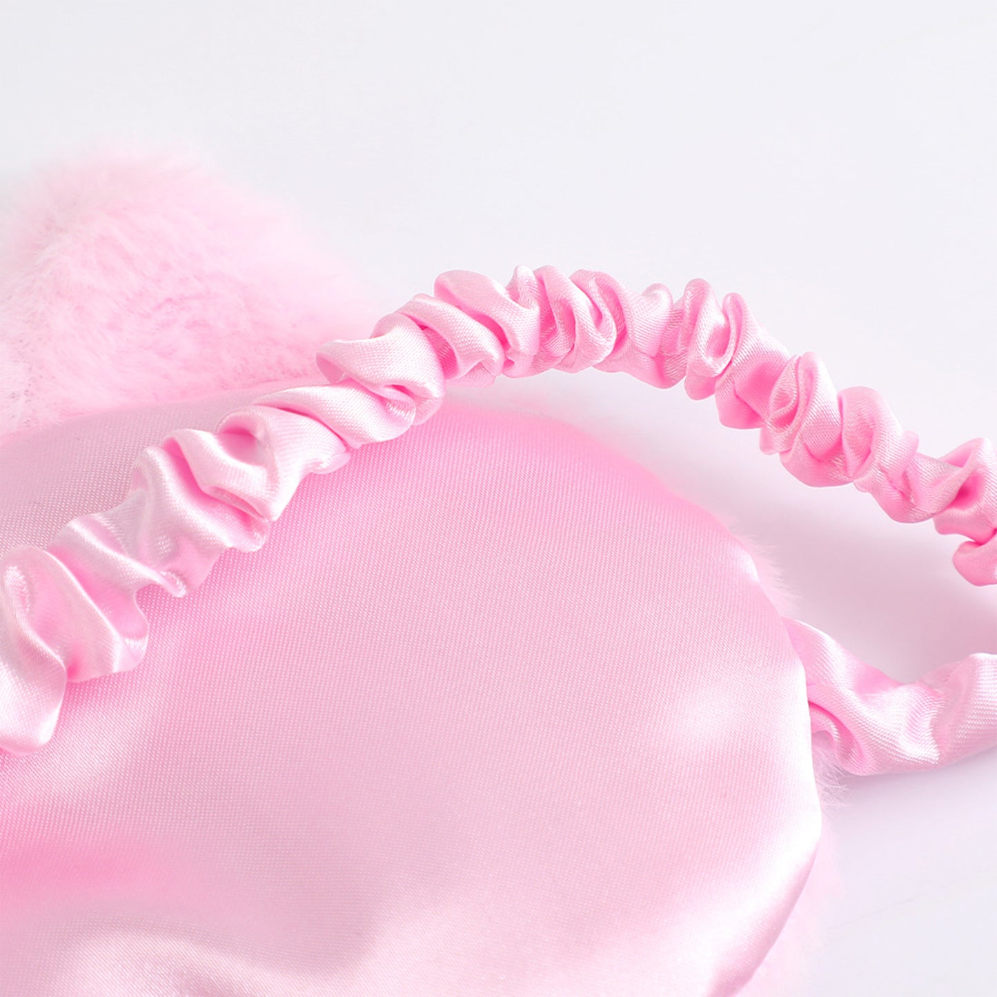 Plush Cat Face Sleep Mask Soft Faux Fur Eye Cover with Embroidered Design Elastic Satin Strap