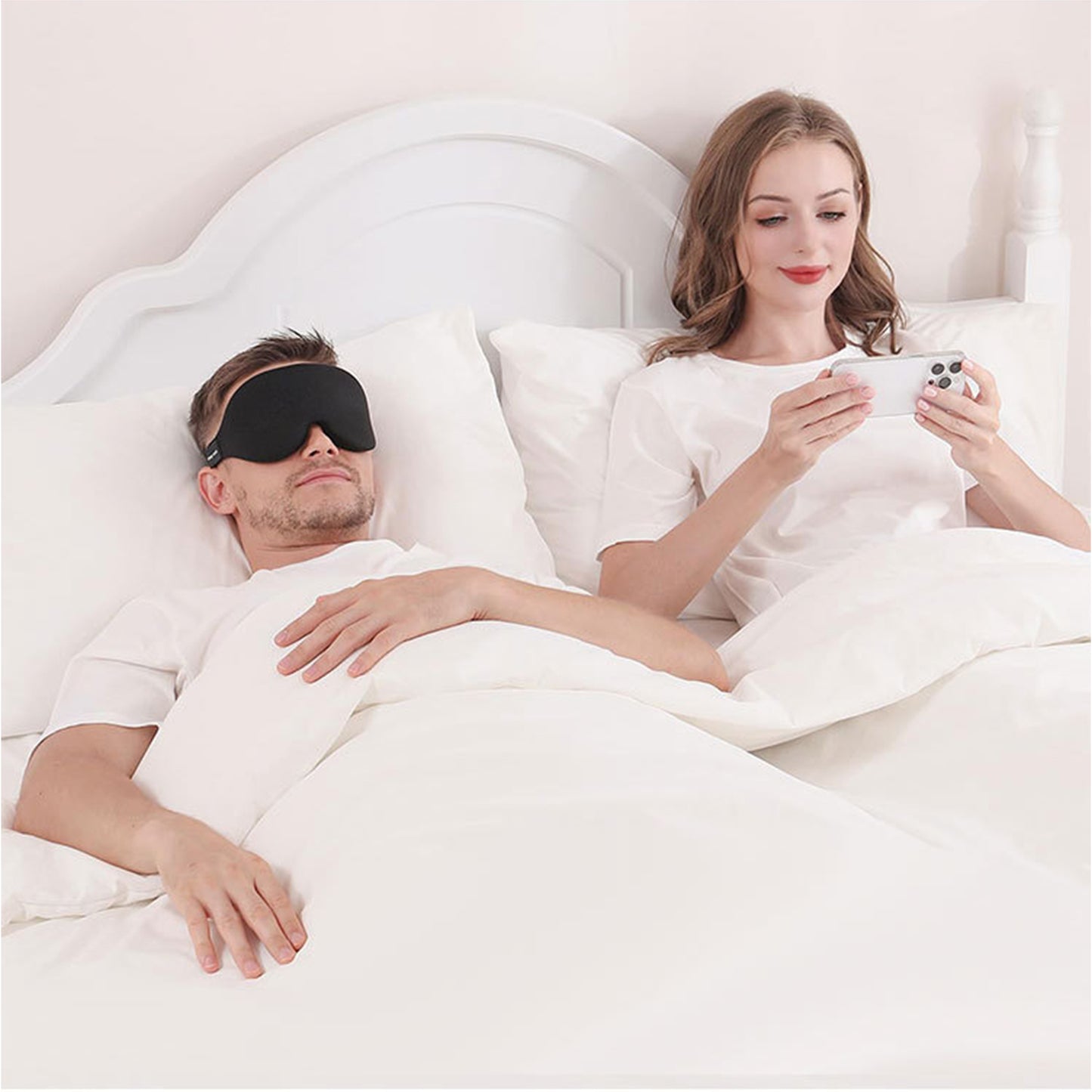 3D Contoured Sleep Eye Mask for Women and Men Adjustable Strap Light Blocking Eye Cover