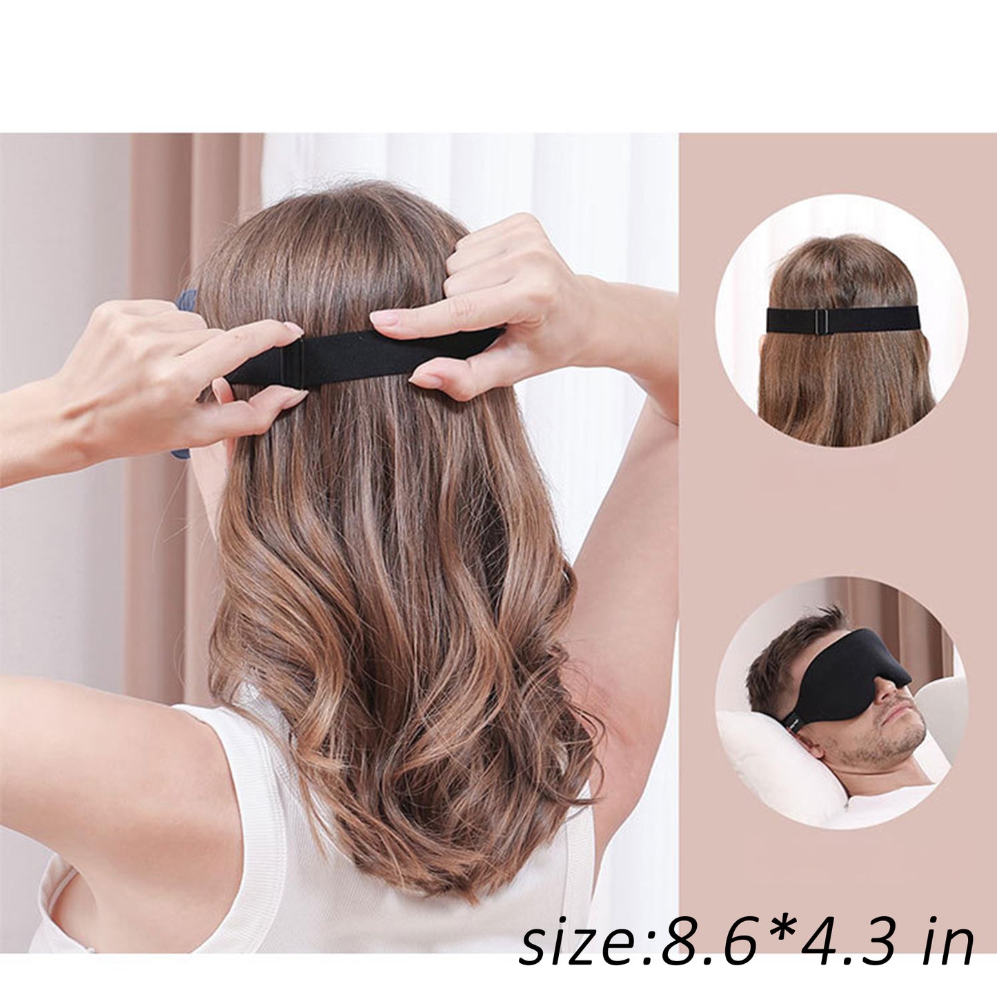 3D Contoured Sleep Eye Mask for Women and Men Adjustable Strap Light Blocking Eye Cover