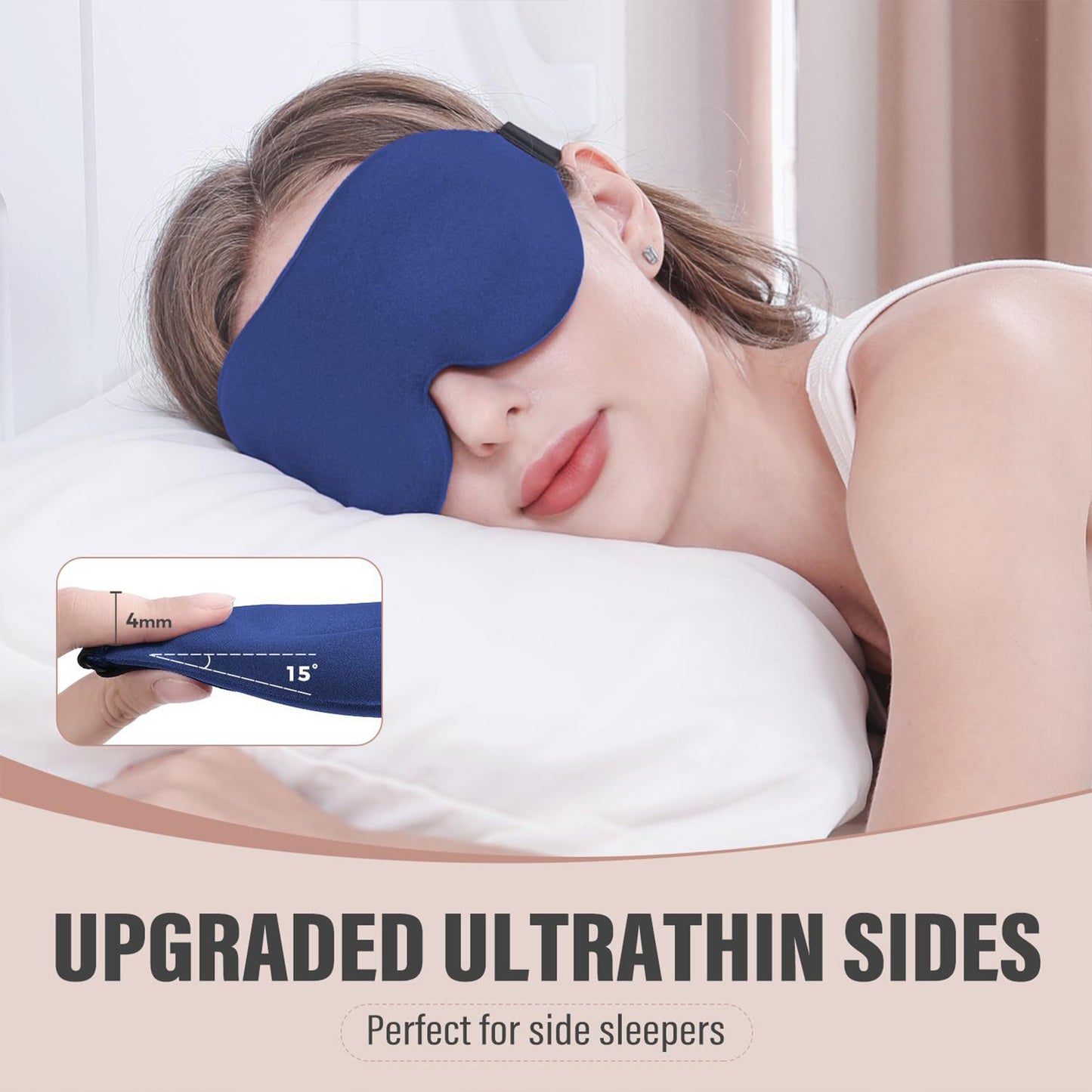 3D Contoured Sleep Eye Mask for Women and Men Adjustable Strap Light Blocking Eye Cover