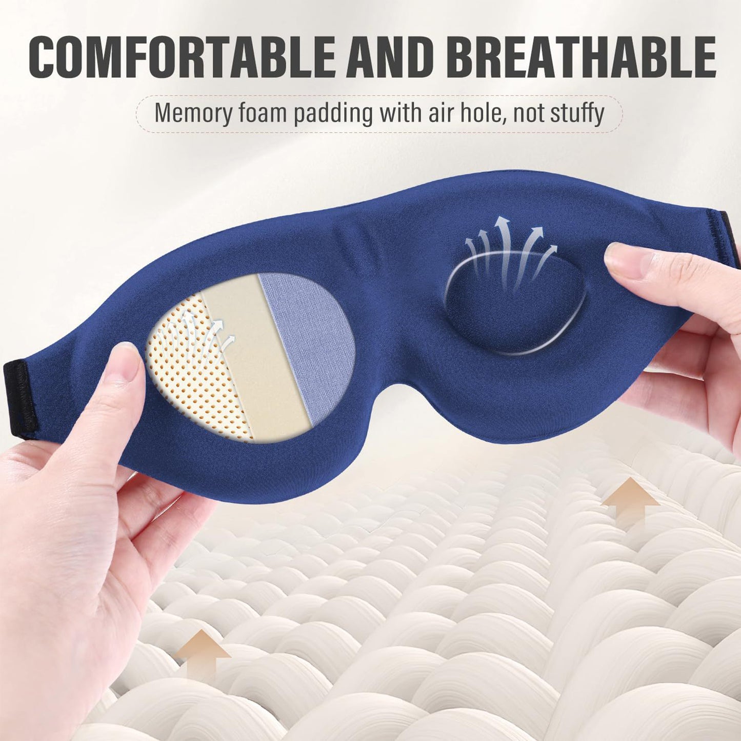 3D Contoured Sleep Eye Mask for Women and Men Adjustable Strap Light Blocking Eye Cover