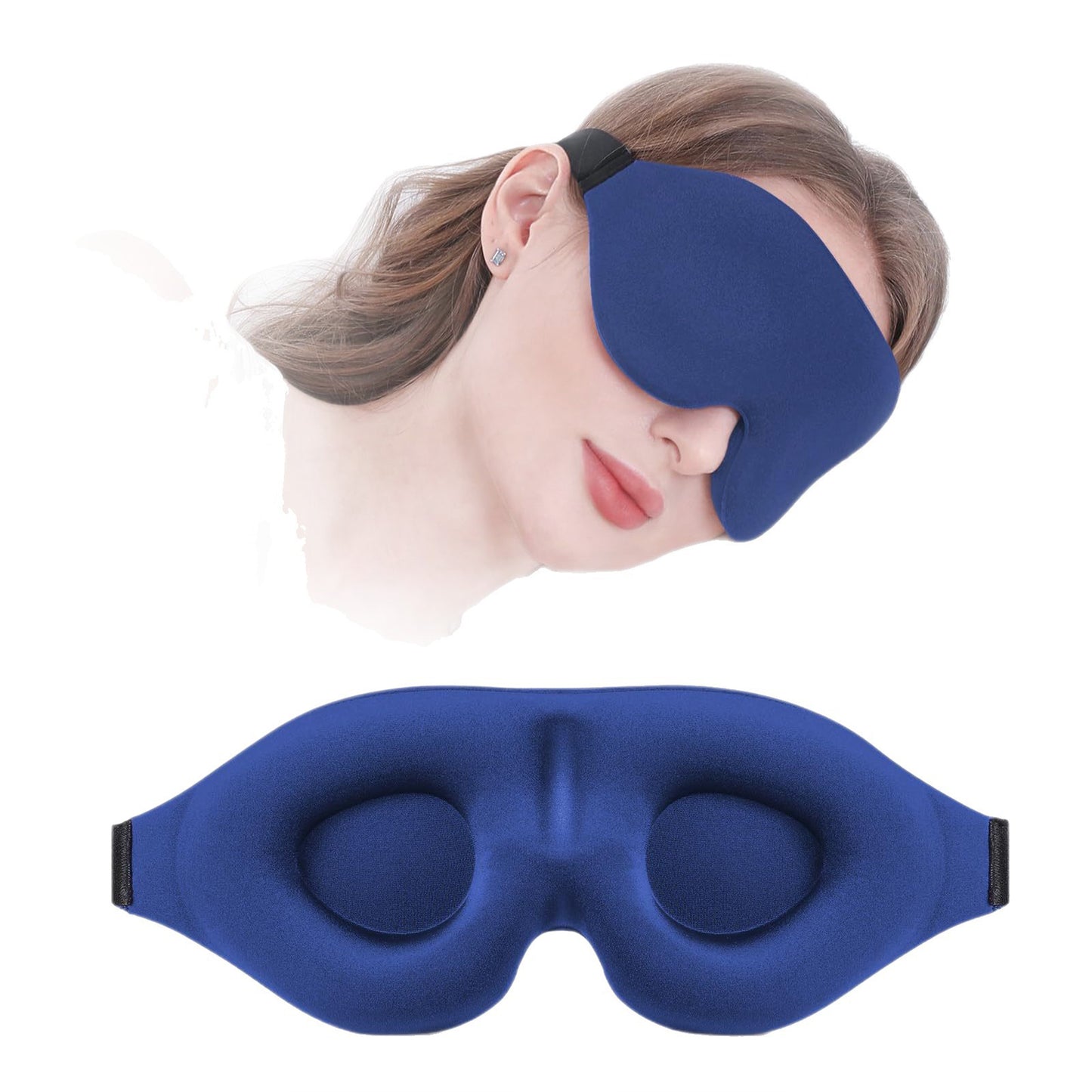 3D Contoured Sleep Eye Mask for Women and Men Adjustable Strap Light Blocking Eye Cover