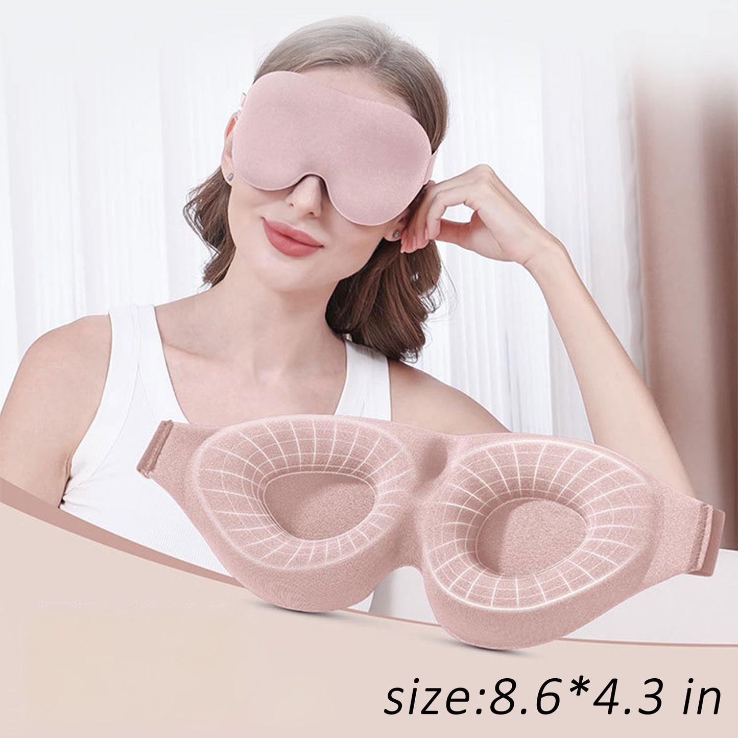3D Contoured Sleep Eye Mask for Women and Men Adjustable Strap Light Blocking Eye Cover