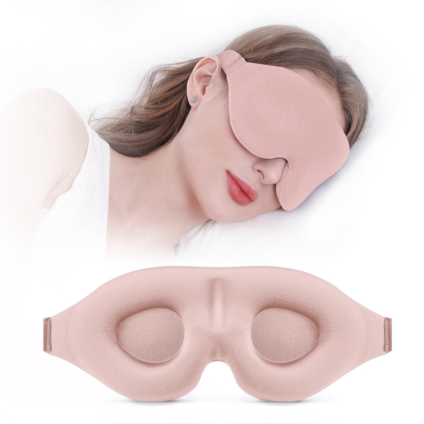 3D Contoured Sleep Eye Mask for Women and Men Adjustable Strap Light Blocking Eye Cover