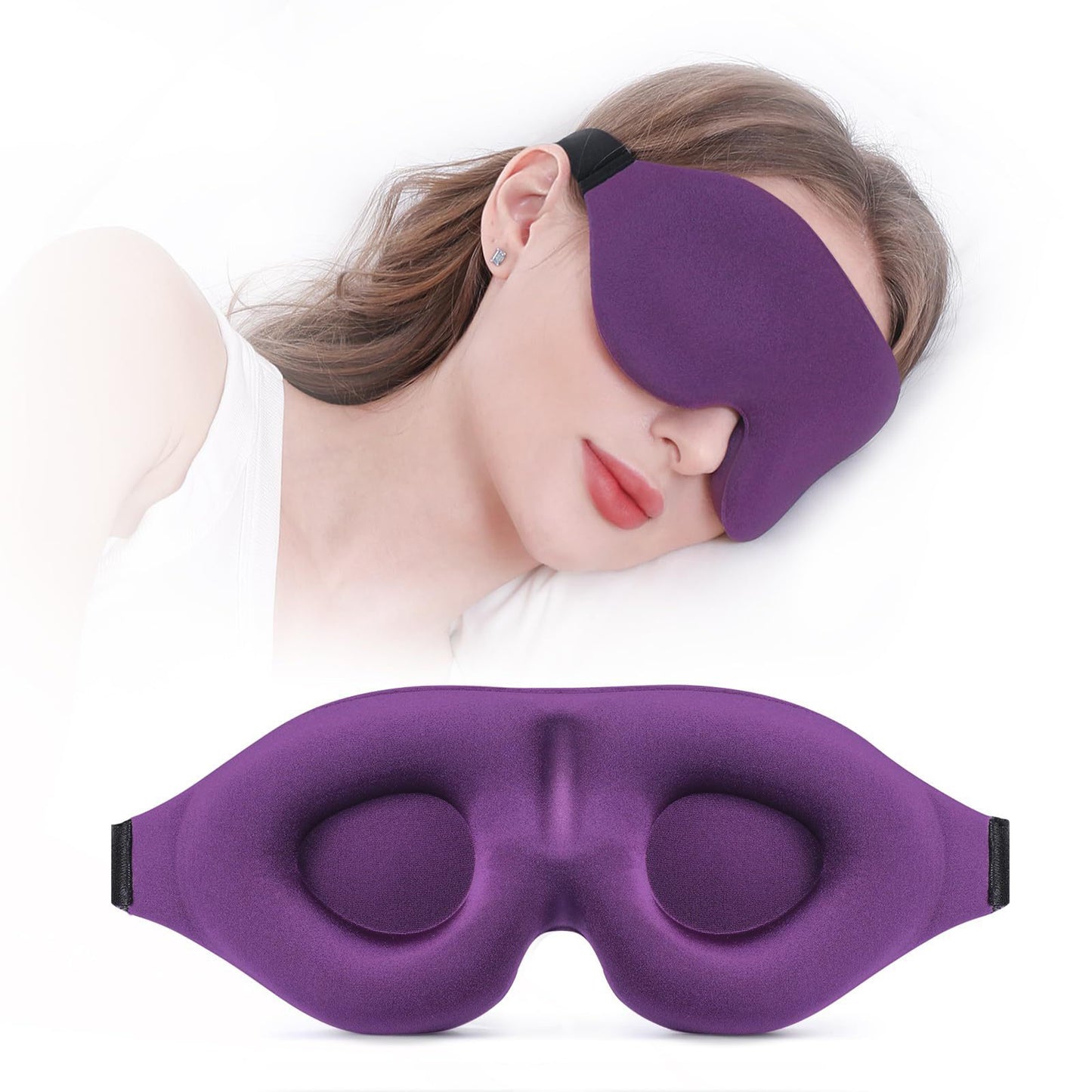 3D Contoured Sleep Eye Mask for Women and Men Adjustable Strap Light Blocking Eye Cover