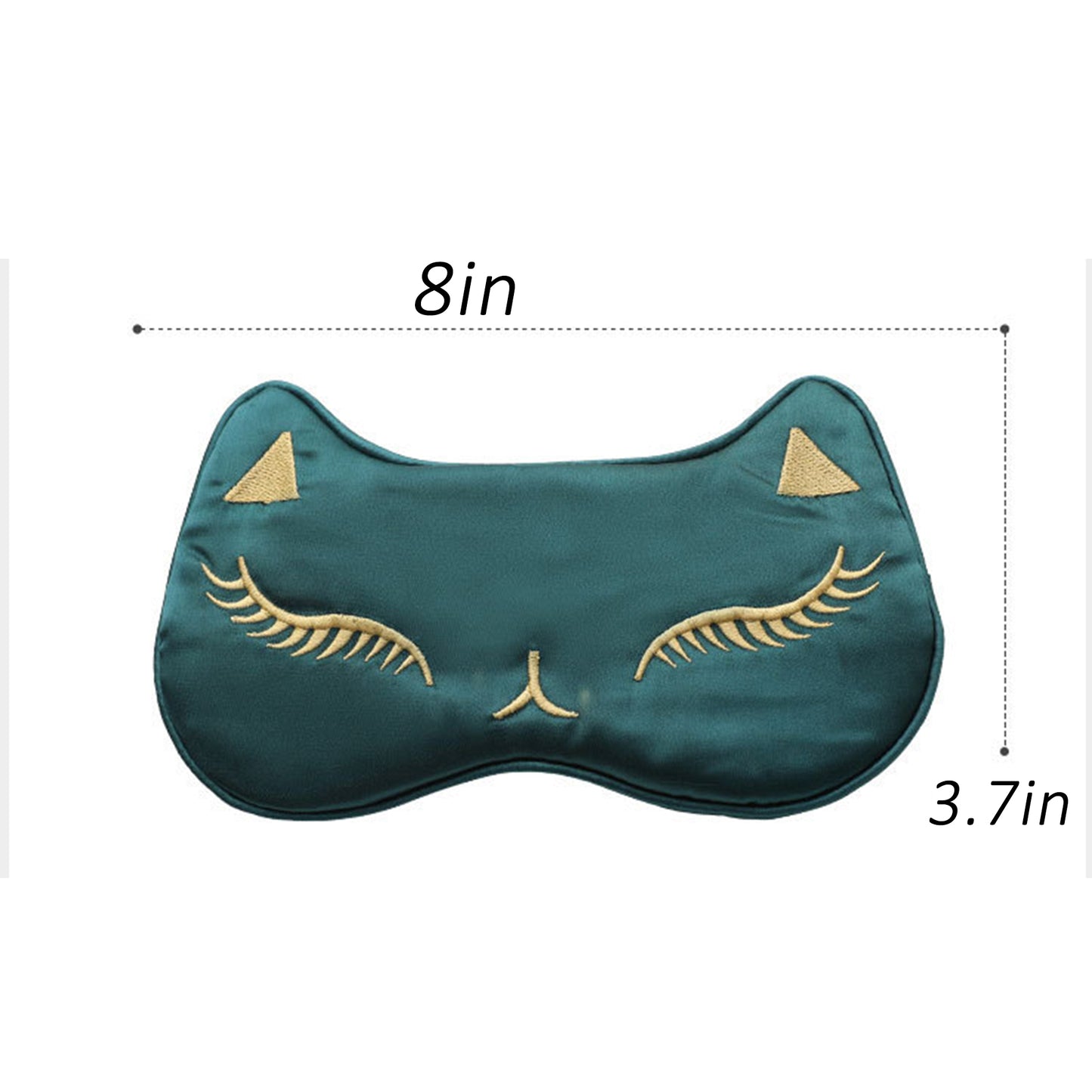 Cat Embroidered Silk Sleep Mask Adjustable Strap Soft Eye Mask for Travel Nap Night Sleep Light