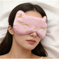 Cat Embroidered Silk Sleep Mask Adjustable Strap Soft Eye Mask for Travel Nap Night Sleep Light