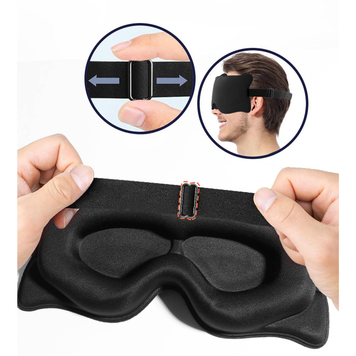 Contoured Sleep Mask Light Blocking Eye Mask Adjustable Strap Eye Cover for Travel Nap Night Sleep