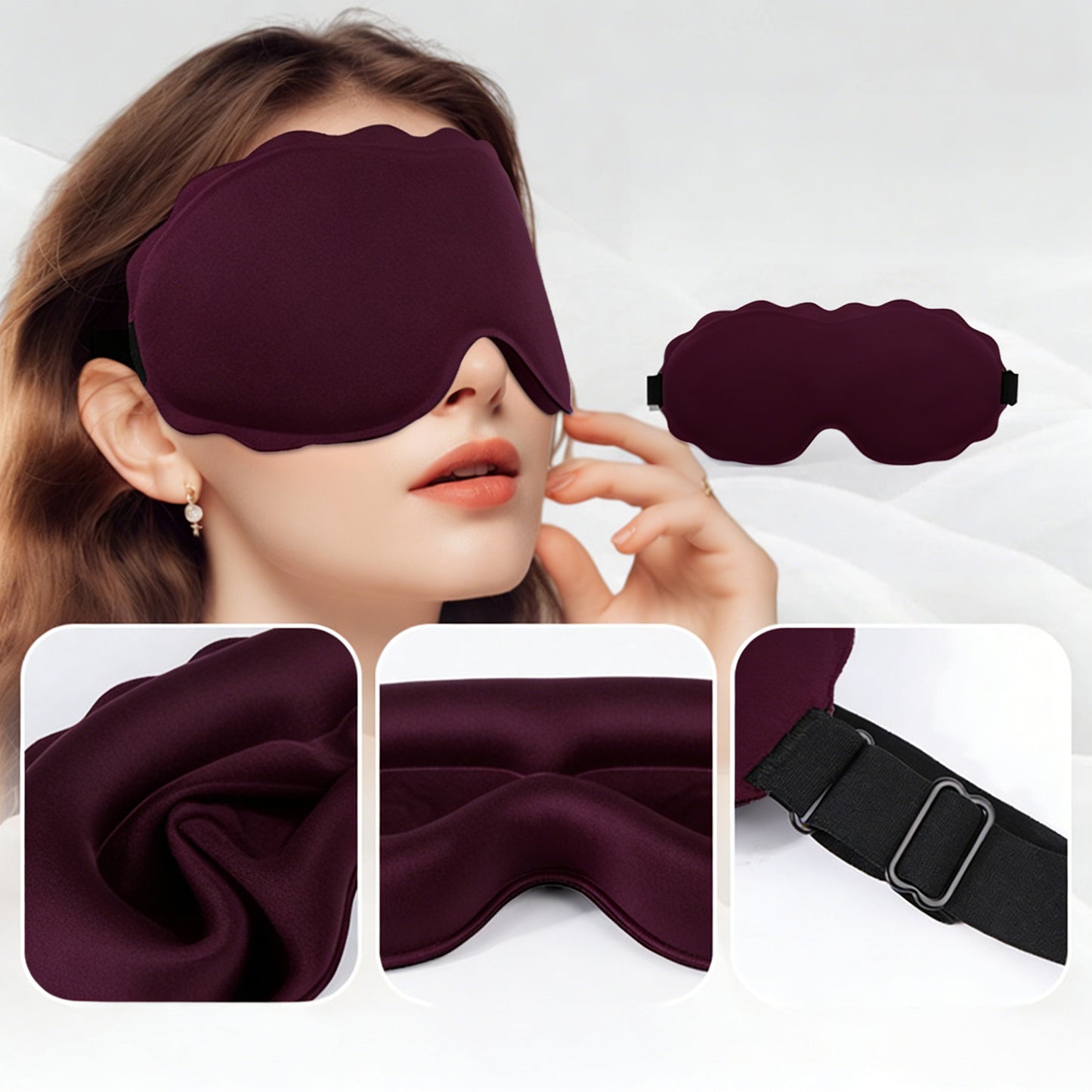 3D Contoured Sleep Mask Light Blocking Eye Mask Adjustable Strap Soft Eye Cover for Travel Sleep