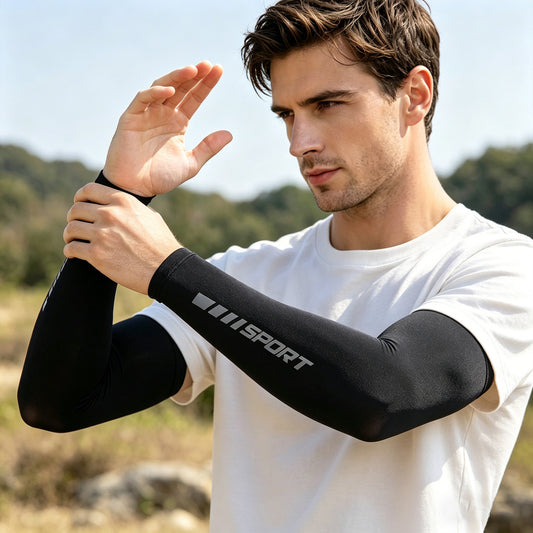 Unisex Arm Sleeves 2 Pair Set Breathable Stretch Sun Sleeves for Sports Outdoor Activities