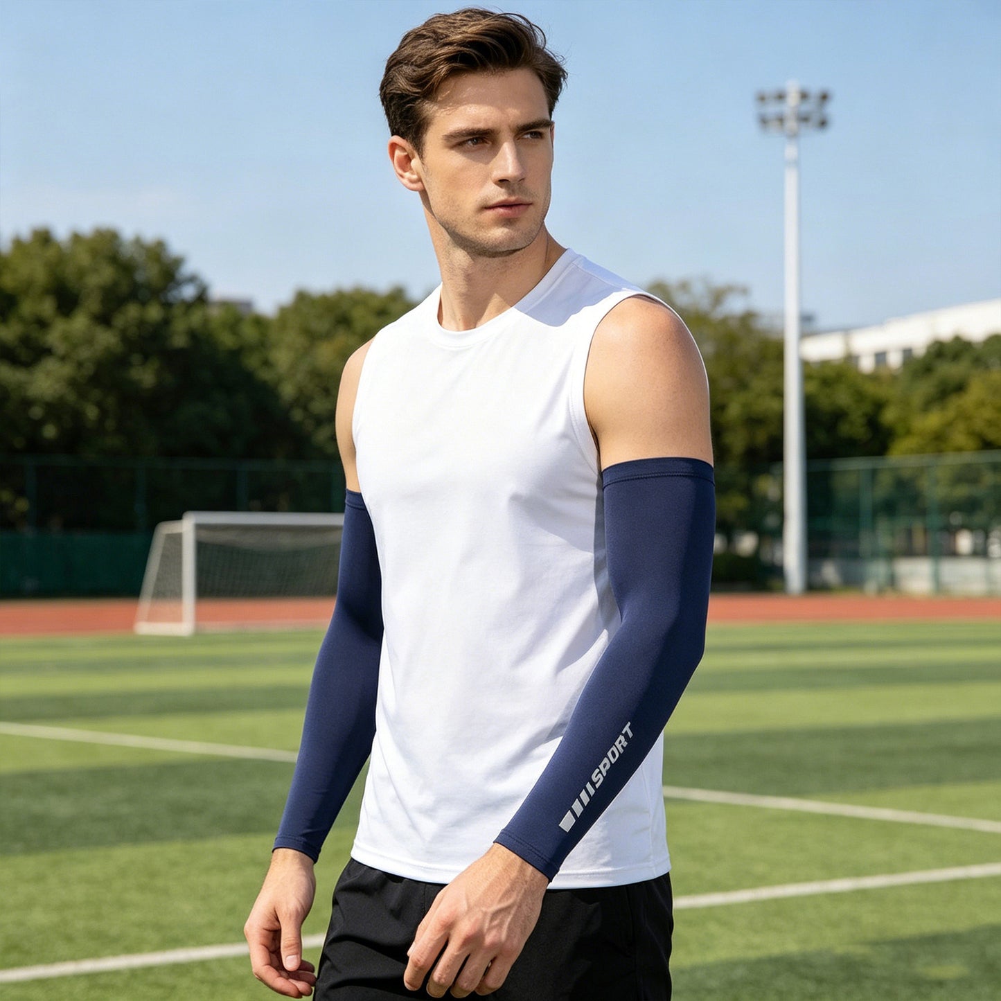 Unisex Arm Sleeves 2 Pair Set Breathable Stretch Sun Sleeves for Sports Outdoor Activities