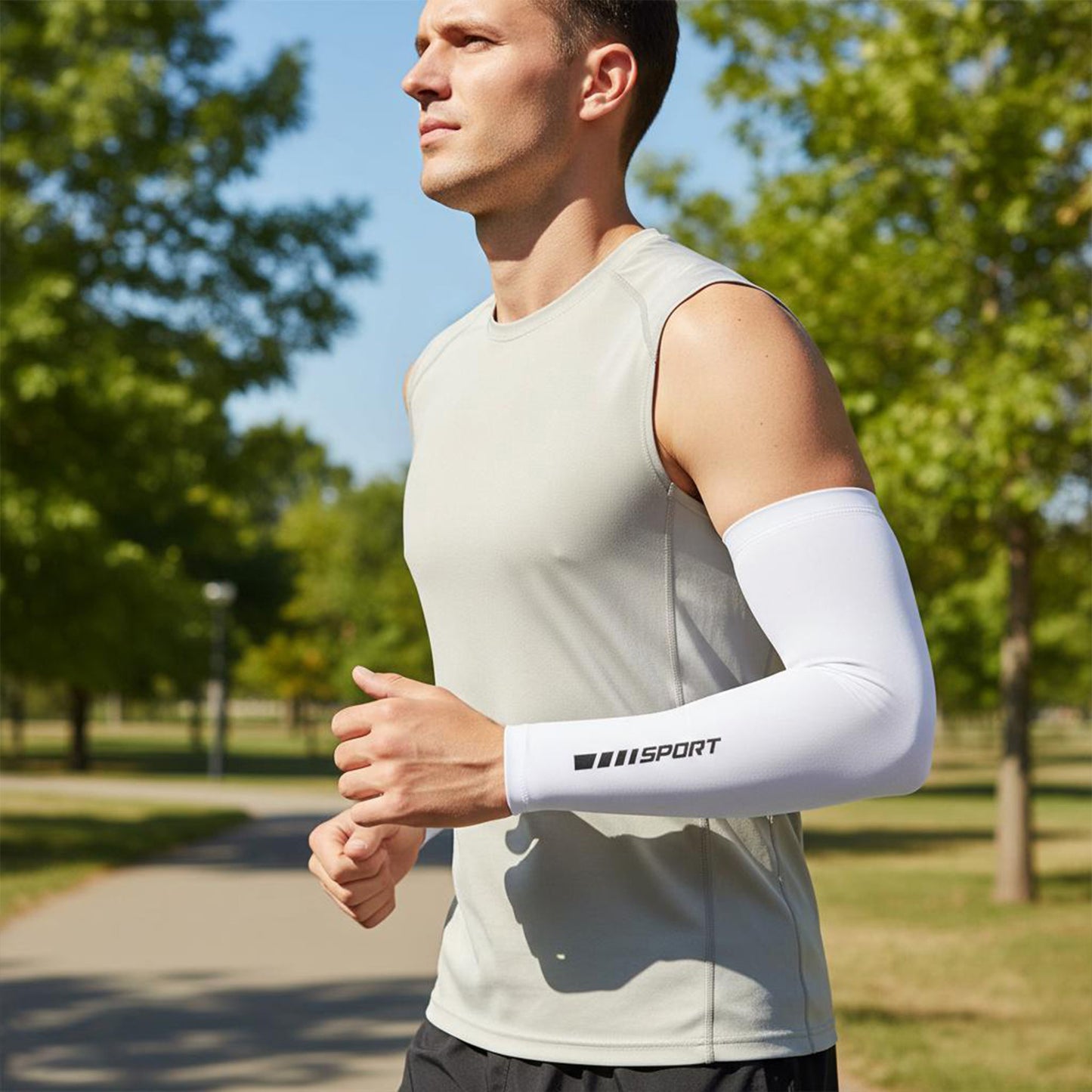 Unisex Arm Sleeves 2 Pair Set Breathable Stretch Sun Sleeves for Sports Outdoor Activities