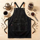 Cotton Kitchen Apron with Adjustable Cross Back Straps Multi Pocket Cooking Apron