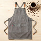 Cotton Kitchen Apron with Adjustable Cross Back Straps Multi Pocket Cooking Apron
