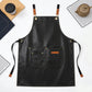 PU Leather Kitchen Apron with Multi Pocket Work Apron for Cooking Barista Grilling