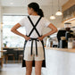 PU Leather Kitchen Apron with Multi Pocket Work Apron for Cooking Barista Grilling