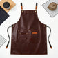 PU Leather Kitchen Apron with Multi Pocket Work Apron for Cooking Barista Grilling