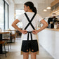 PU Leather Kitchen Apron with Multi Pocket Work Apron for Cooking Barista Grilling