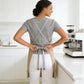 PU Leather Kitchen Apron with Adjustable Cross Back Straps Multi Pocket Work Apron for Cooking